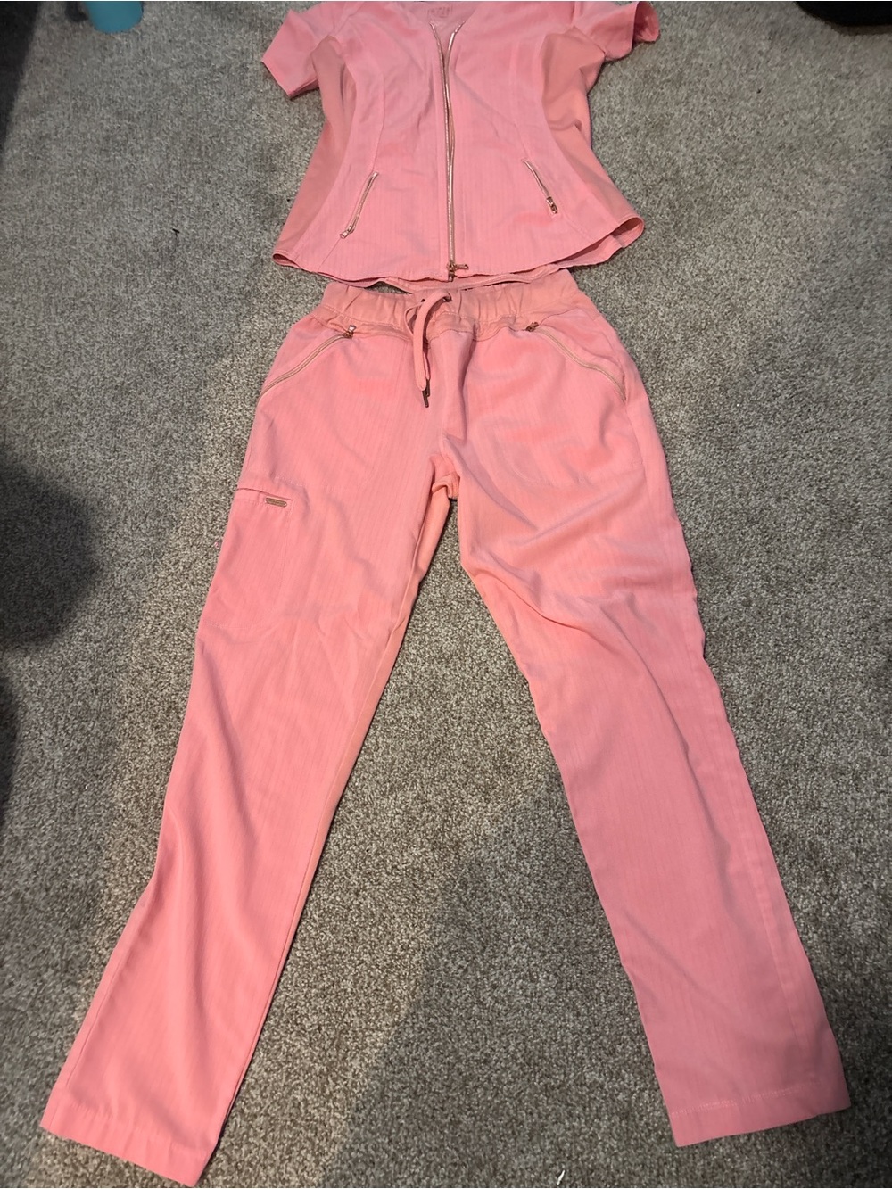 Cherokee Pink Straight-Leg Cargo Scrub Pants